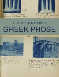 the words greek prose overlayed on a journal with archival greek ruins