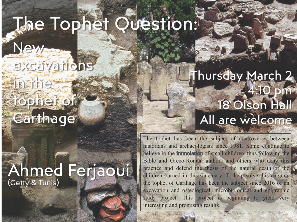 A poster for the event, with images of the tophet ruins