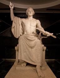A statue of George Washington in classic Greco-Roman style