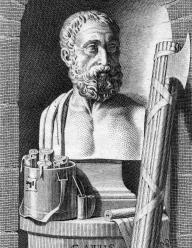 A screen printing of a marble bust of historian Sallust
