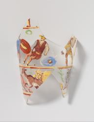 Glass fragmentary beaker with painted decoration.