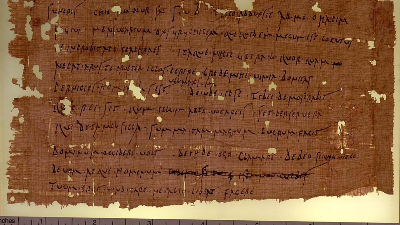 Writing on ancient preserved paper.