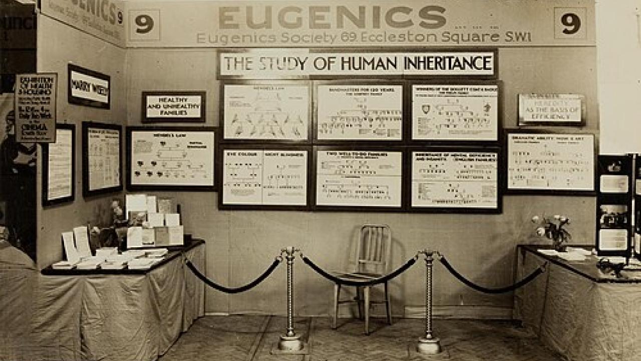 A vintage photograph of a display on Eugenics.