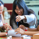 hree students practice design, communication and teamwork in the annual Engineering Dean's Undergraduate Challenge at UC Davis. In addition to placing among the top 10 public universities in U.S. News Best Colleges rankings, the campus has been named among the most innovative universities. (Cody Duty/UC Davis)